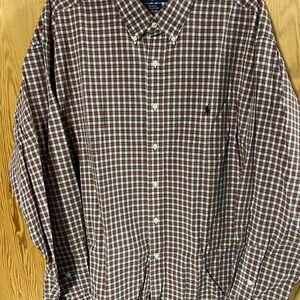 Ralph Lauren Men's Red, Black and White Plaid Shirt